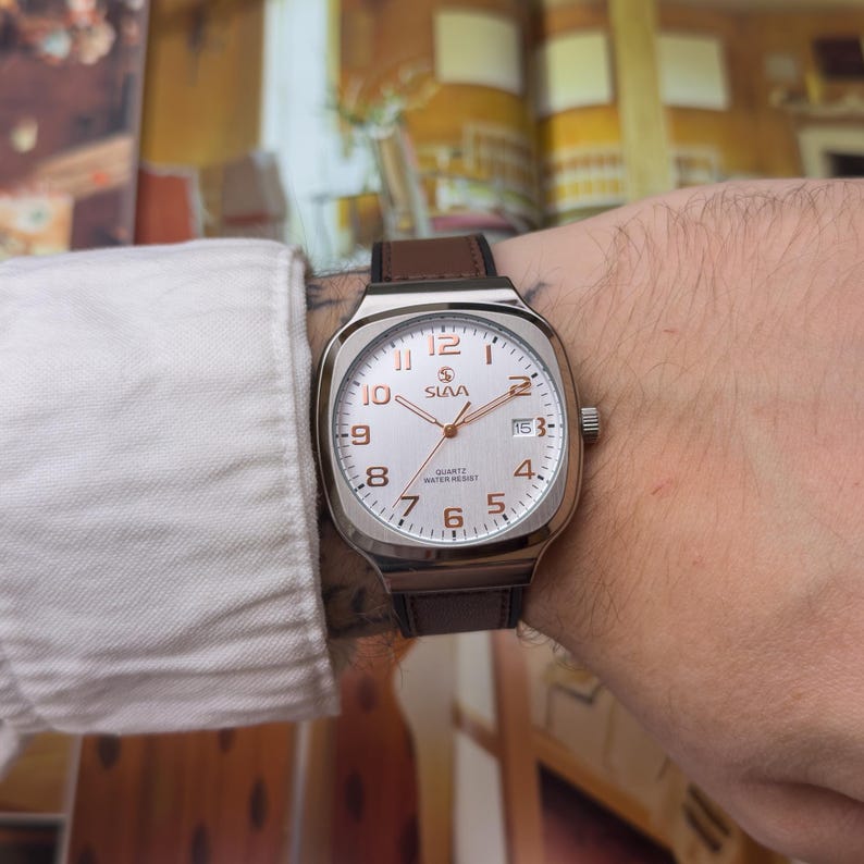 Slava Gentleman - Elegance wrist watches . Custom mens watch. gift for him. wrist mens watch. Thin watch. Square watch. minimalist watch. Without box