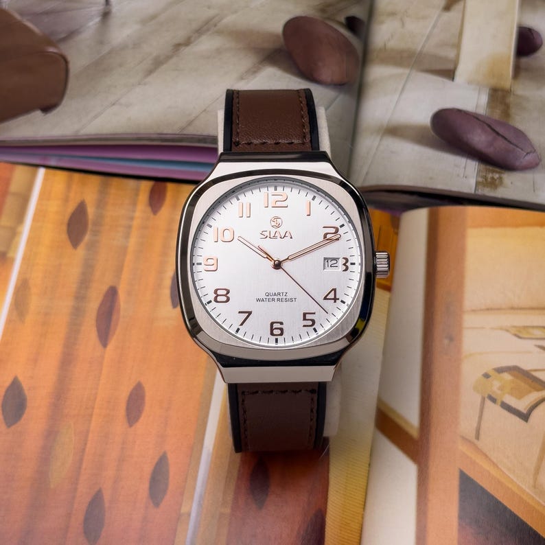 Slava Gentleman - Elegance wrist watches . Custom mens watch. gift for him. wrist mens watch. Thin watch. Square watch. minimalist watch. image 4