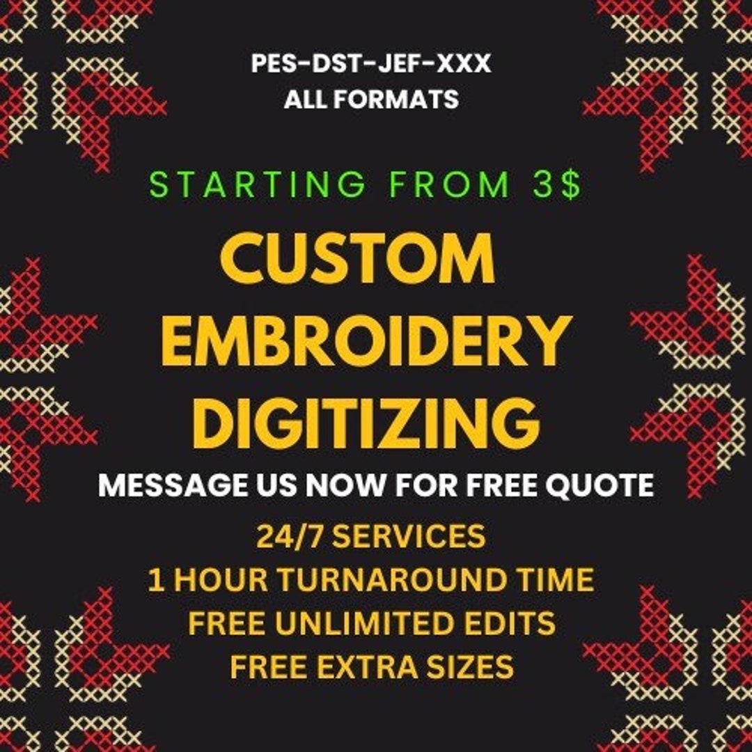 Digitized Embroidery Designs Custom Embroidery Digitizing Etsy UK