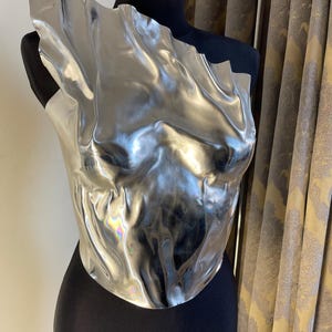 Female Armor Corset Top Burning man woman clothes Golden Plastic Breastplate Metal Burlesque Corset Fashion Festival Top Fitted Outfit