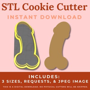May include: STL Cookie Cutter digital download includes three sizes, requests, and a JPEG image.  This is a digital download, no physical cutters will be shipped.