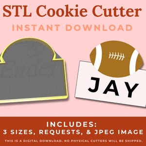 Football Plaque Cookie Cutter STL File - Instant Download for 3D Printing