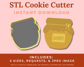 Honey Pot with Cover Cookie Cutter STL File - Instant Download for 3D Printing
