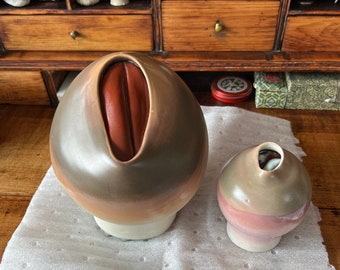 Northern California Biomorphic Pod Sculptures (Pair), 1970s–90s. Sasha Makovkin (?).