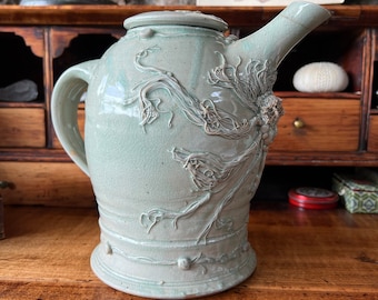 Vintage Studio Pottery Teapot by Larry Murphy (California, c. 1970s) | AMOCA Collection Artist | Celadon Glaze