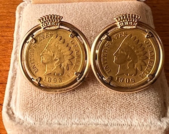 Anson Indian Head Cent Cufflinks, 1893 & 1906
