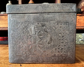 Late Joseon Period Traditional Korean Iron Inlaid Silver Tobacco Box, Circa early 1800s (Scarce)