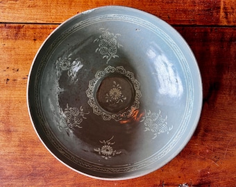 Goryeo (Koryo) Korean Celadon Bowl: 13th-14th Century Slip Inlay Stoneware