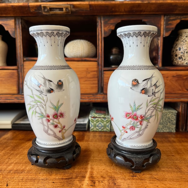 Pair of Chinese Famille Rose Vases