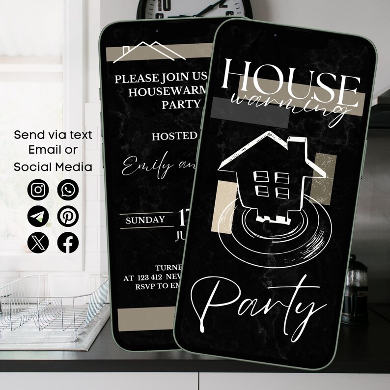Minimalist Housewarming Animated Invitation, Digital Key Home Sweet ...