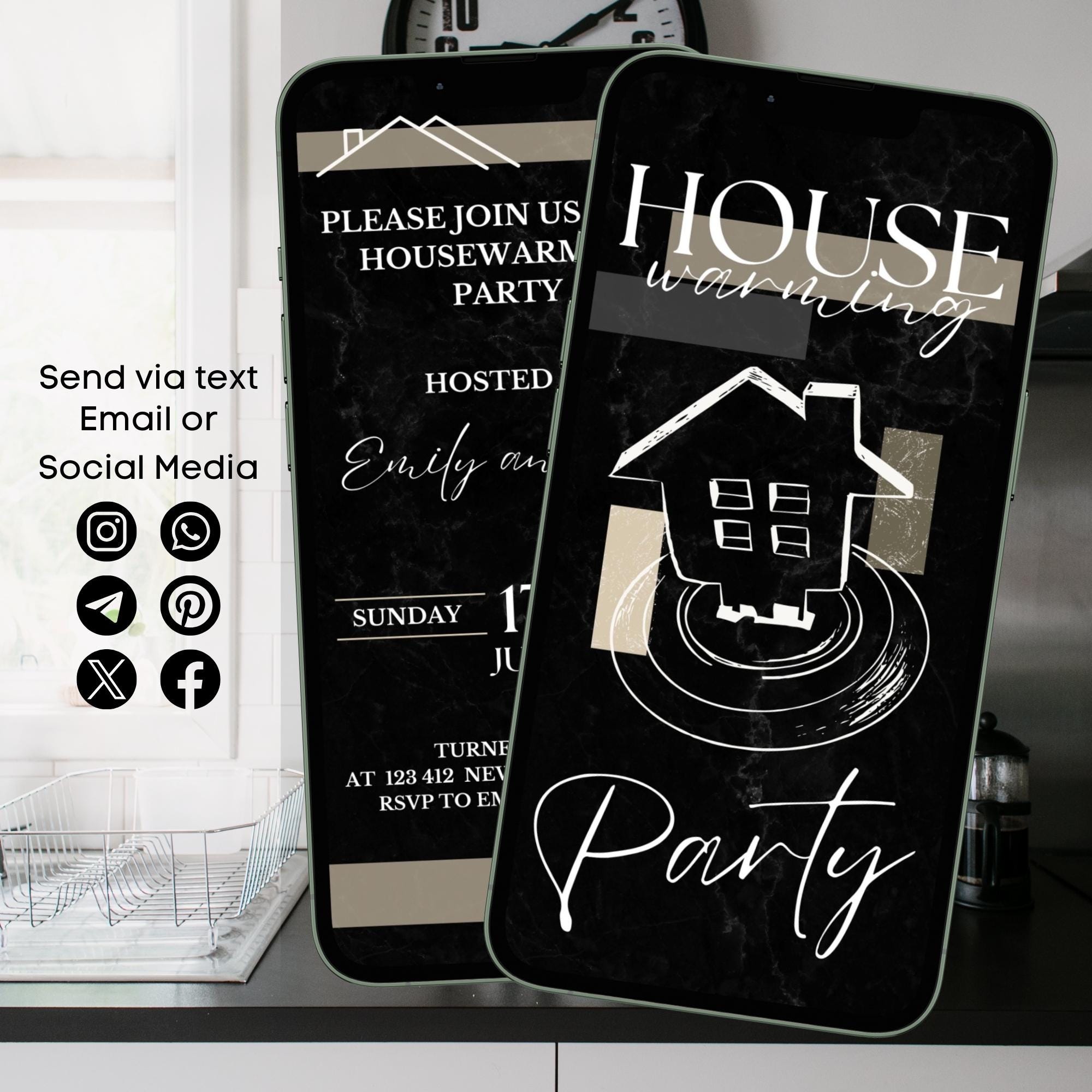 Minimalist Housewarming Animated Invitation, Digital Key Home Sweet ...
