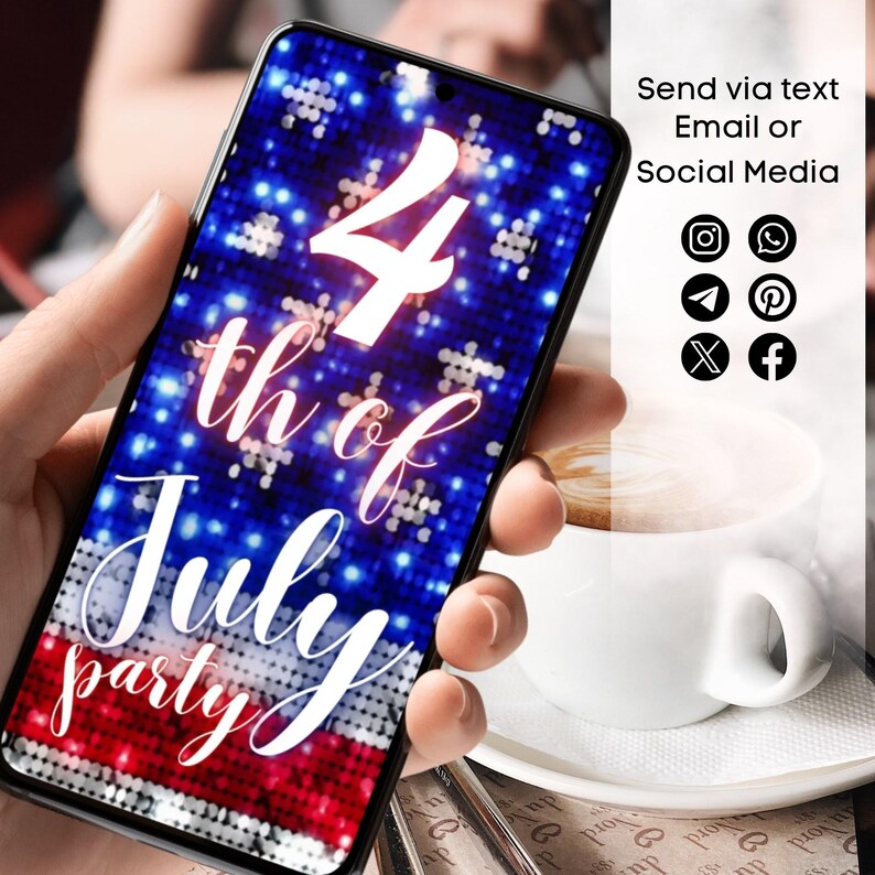 Animated 4th of July American Flag Invitation, Independence Day Pool Party Invite, Patriotic Invitation, Editable Labor Day Template, BBQ image 5