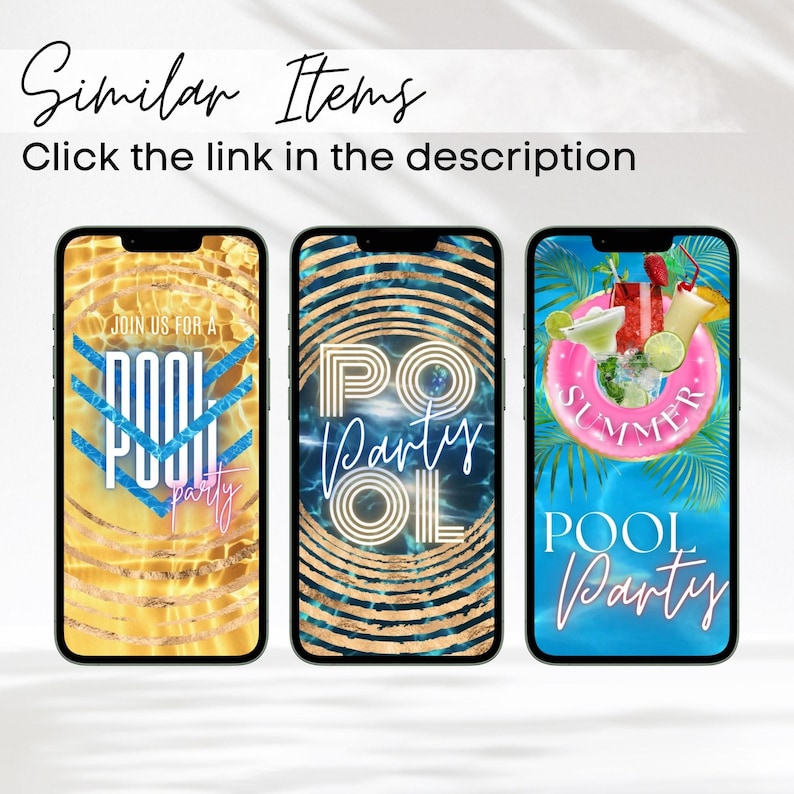 SIP & DIP Pool Party Animated Invite, Whiskey Theme Invitation, Adult Swimming Party Evite, Golden Rings Digital Evite, End Of Summer image 9