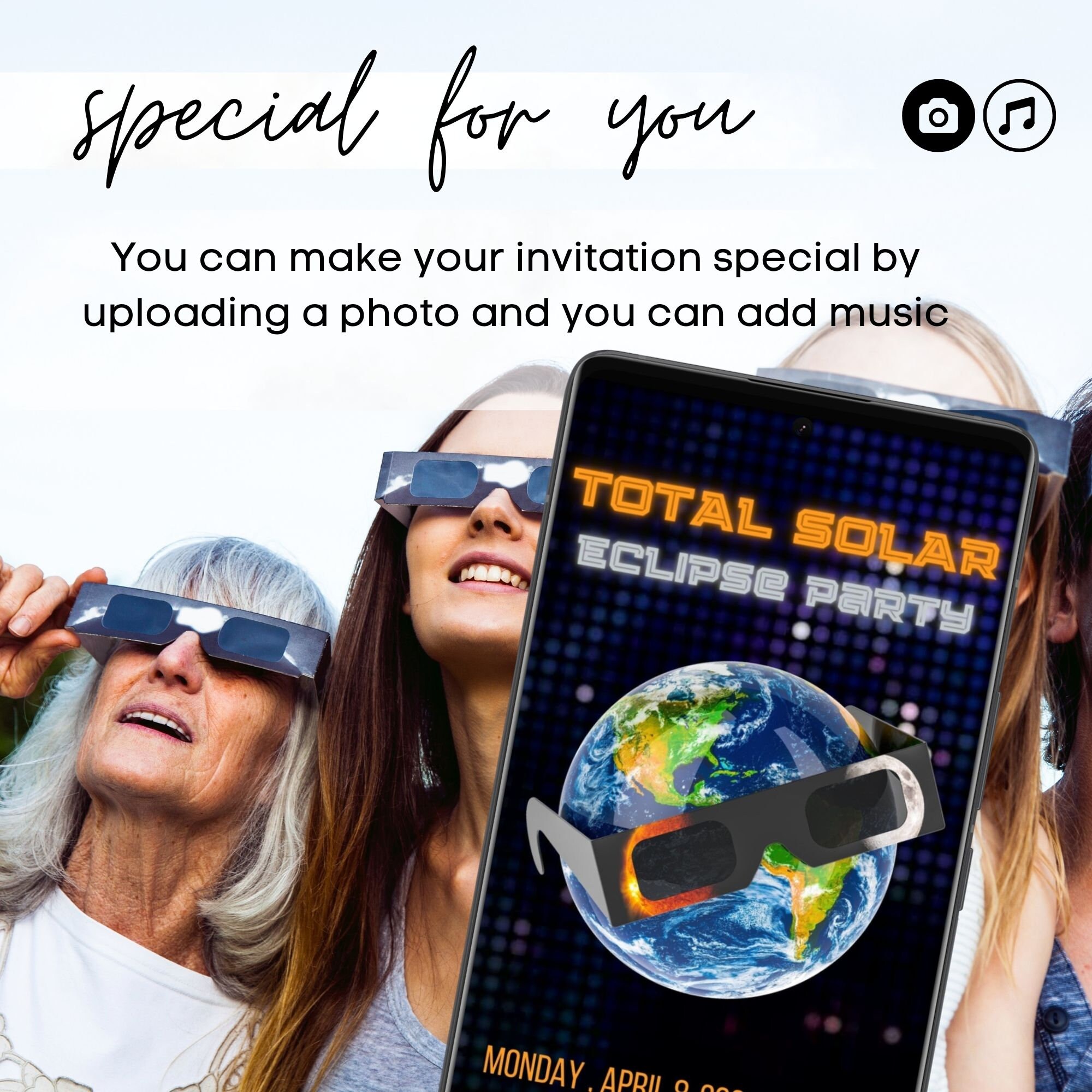 2024 Total Solar Eclipse Party Invitation, Digital Editable Eclipse