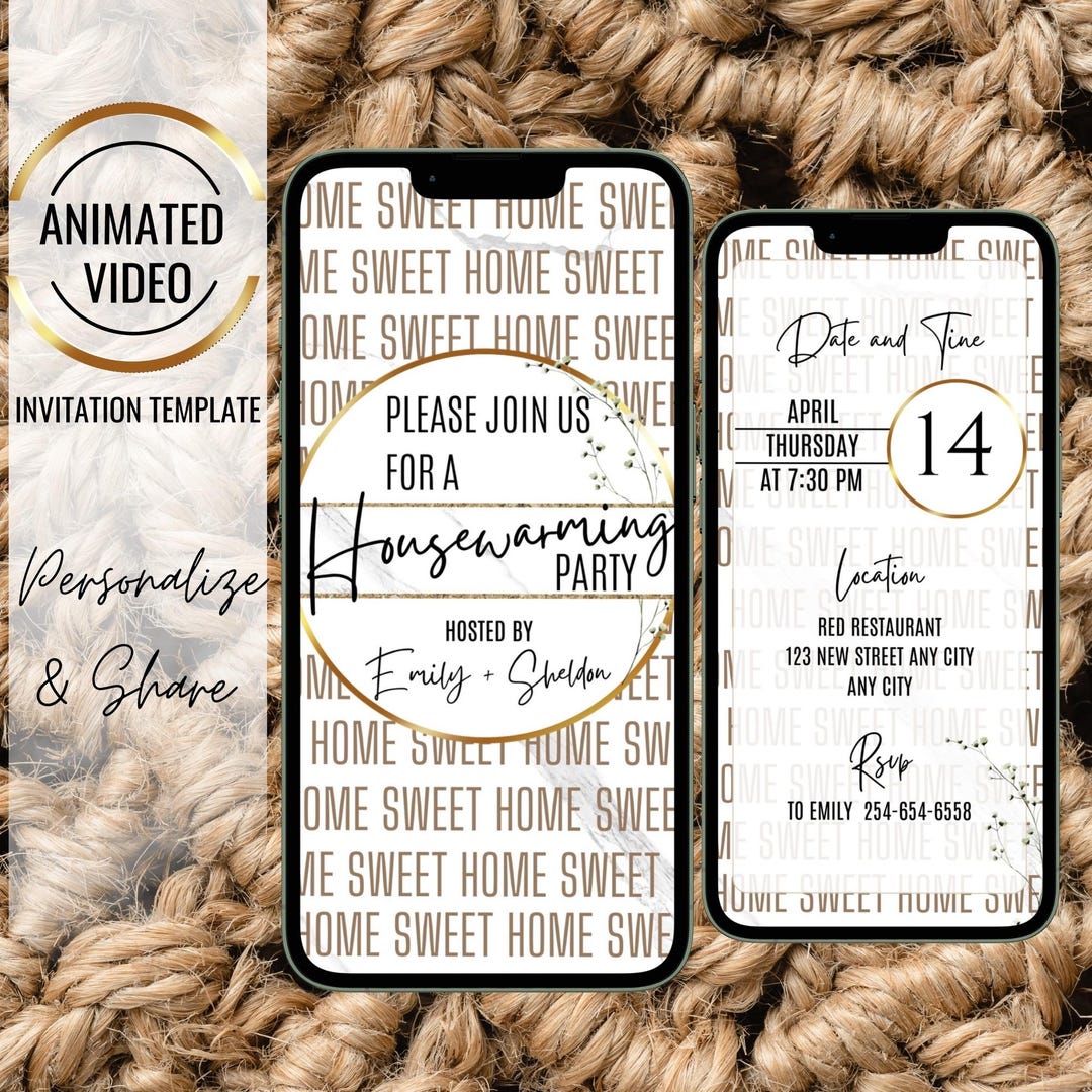 Boho Housewarming Party Invite, Minimalist Home Sweet Home Invitation ...