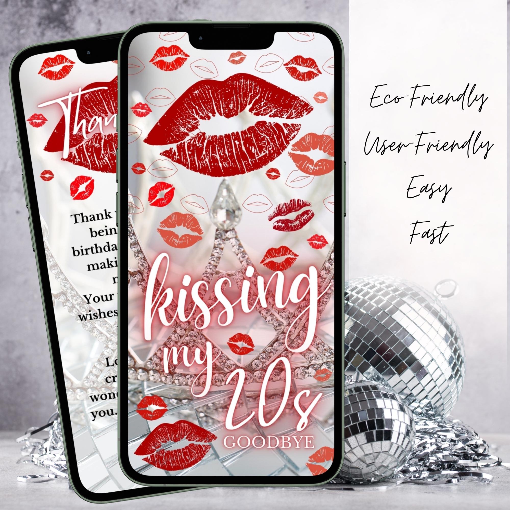 Animated Lips Kissing My 20s Invitation, Digital 30th Birthday Party ...