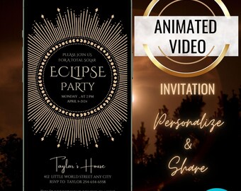 Animierte Sonnenfinsternis Party Einladung, Total Solar Viewing Einladen (Digitaler Download)