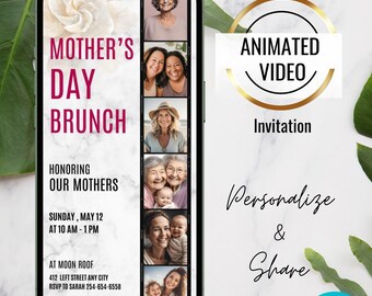 Animated Mothers Day Brunch Photo Invitation, Editable Mothers Day Lunch Digital invite, Mothers day Dinner invitation , Instant Download