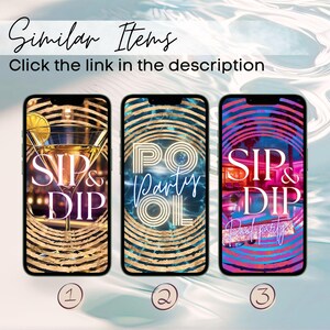 SIP & DIP Pool Party Animated Invite, Whiskey Theme Invitation, Adult Swimming Party, Golden Rings Digital Evite, End Of Summer image 9