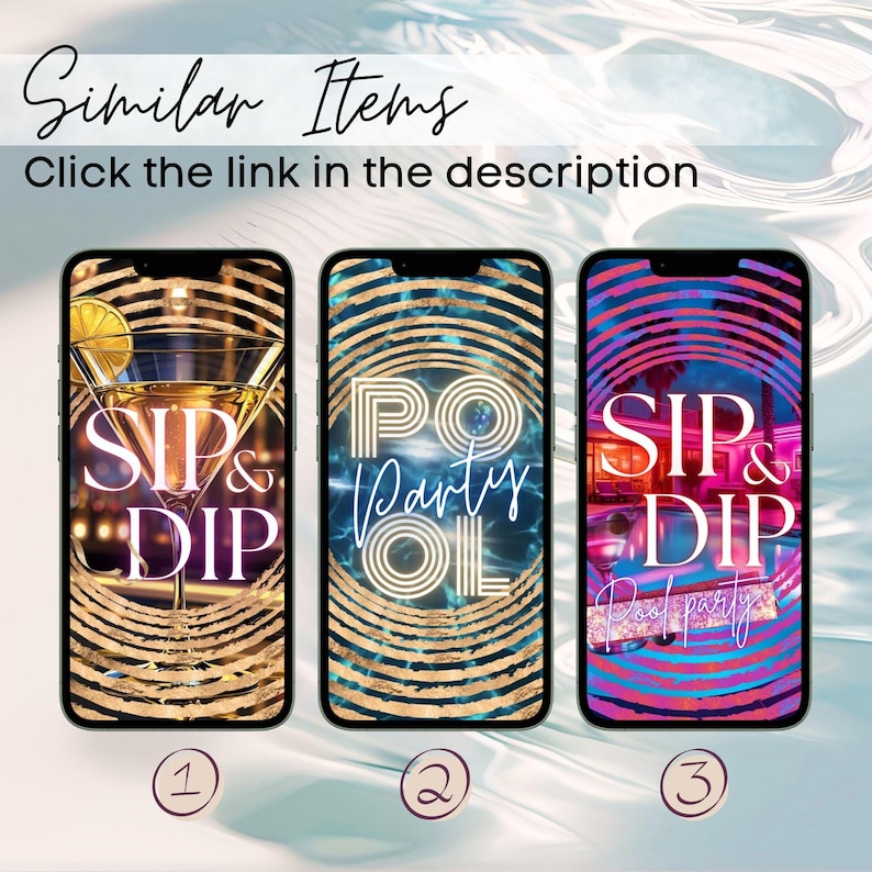 SIP & DIP Pool Party Animated Invite, Whiskey Theme Invitation, Adult Swimming Party, Golden Rings Digital Evite, End Of Summer image 9