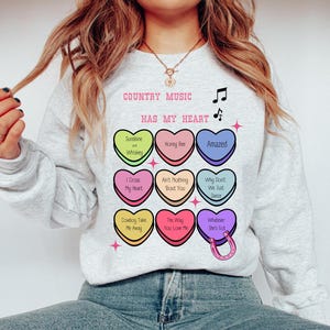 Saint-Valentin « La musique country a mon coeur » Design Candy Heart - fichier PNG de coupe Cricut