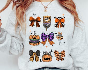 Halloween Bow PNG Bundle | Cute Spooky Bows Clipart | Pumpkin, Skull & Bat Bow Designs