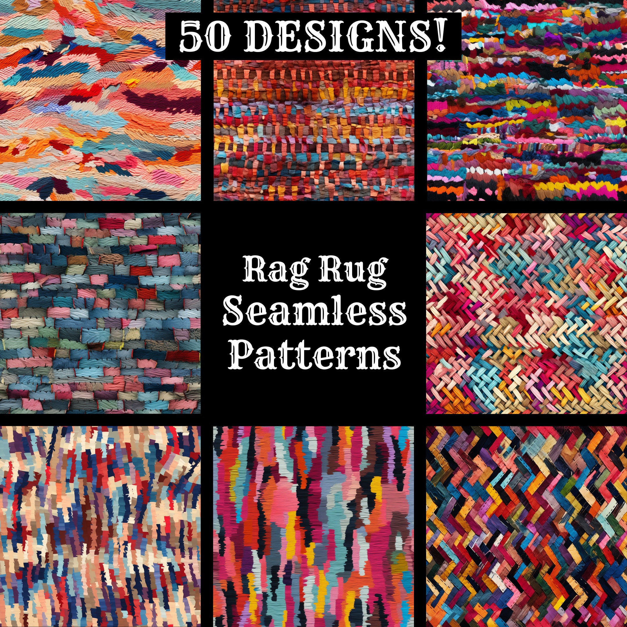 Rag Rug Seamless Pattern: Printable Scrapbook Paper (digital Download ...