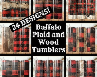 Buffalo Plaid Tumbler Wrap Bundle: 20oz Skinny Tumbler Sublimation Designs (PNG Digital Download)
