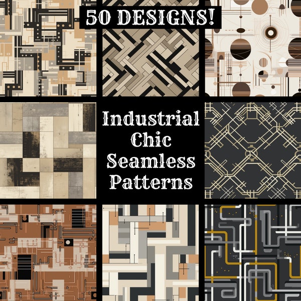 Industrial Chic Seamless Digital Paper, Printable Scrapbook Paper Seamless Textures, Digital Instant Download Seamless Industrial Chic Wrap