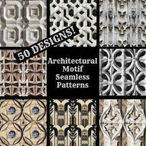 Naadloos digitaal papier met architectonisch motief, afdrukbaar plakboek, naadloze texturen, digitale Instant Download