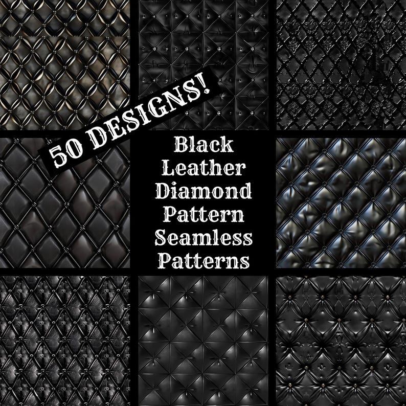 Black Leather Diamond Pattern: Seamless Textures (digital Download) - Etsy