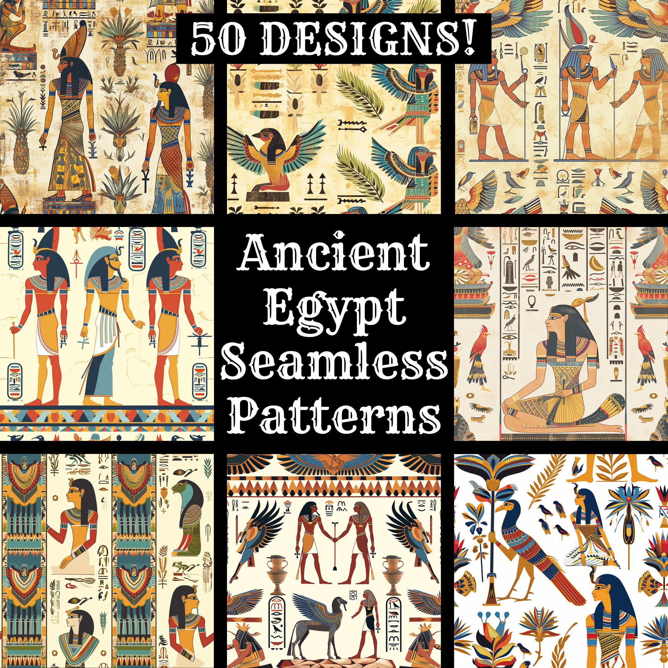 Ancient Egypt Seamless Digital Paper, Printable Scrapbook Paper ...