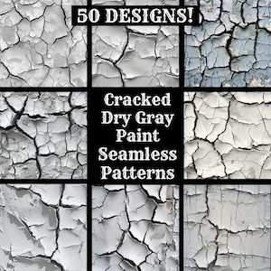 Cracked Dry Gray Paint Seamless Digital Paper, Printable Scrapbook Paper Seamless Textures, Digital Instant Download Cracked Gray Paint