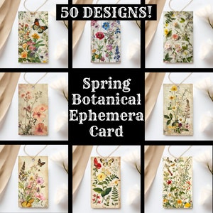Spring Botanical Ephemera Journal Tags Spring Ephemera Printable Tags Spring Botanical Ephemera Journal Supplies, Journal Inserts, Gift Tags