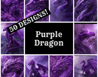 Purple Dragon Journal Paper: Vintage Scrapbook Inserts (Digital Download)