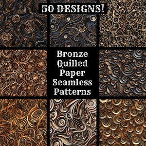 Bronze Quilled Paper Seamless Patterns: Scrapbook Paper (Digital Download)