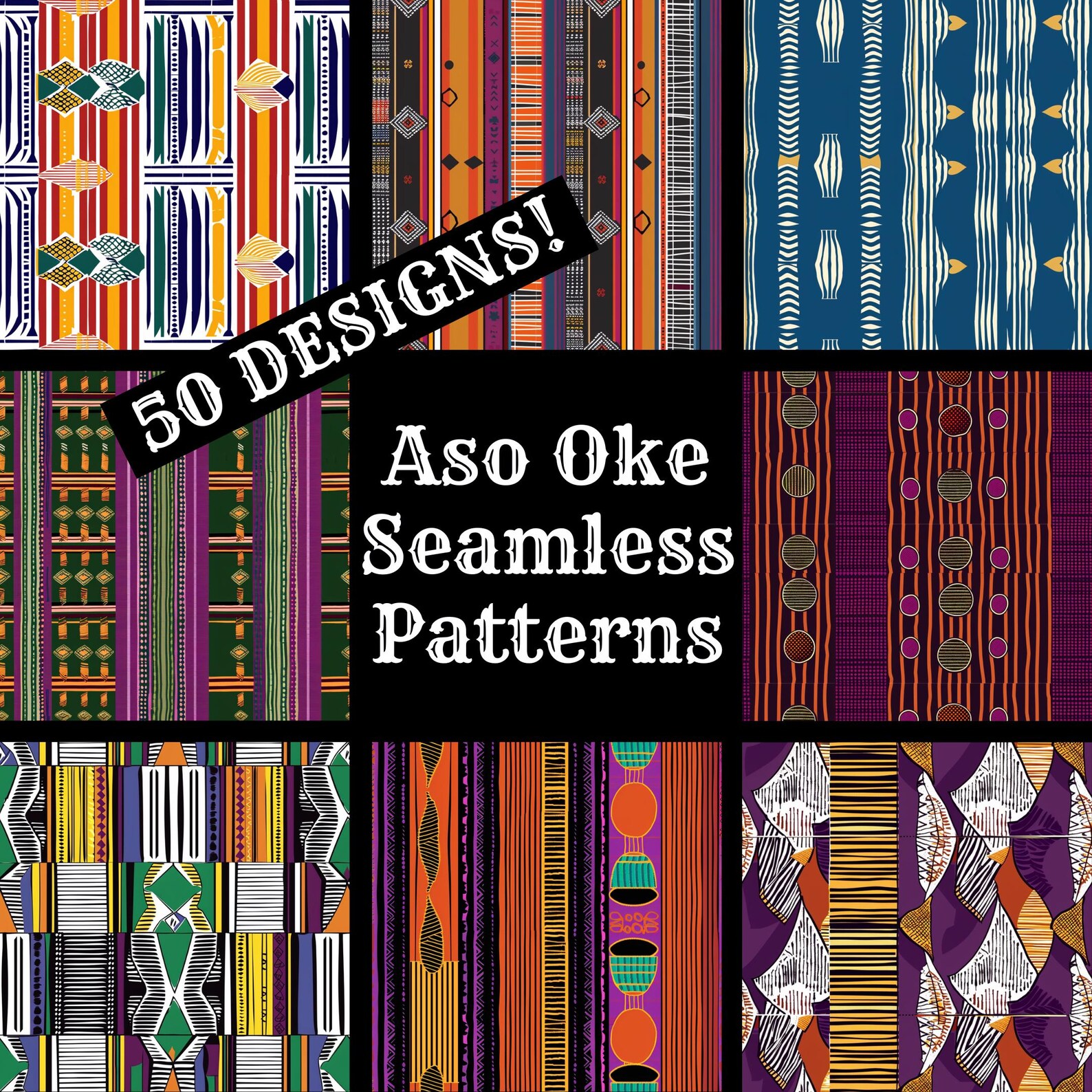 Aso Oke Seamless Pattern: 50 PNG Digital Papers (digital Download) - Etsy