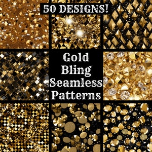 Gold Bling Seamless Patterns: Scrapbook Paper (Digital Download)