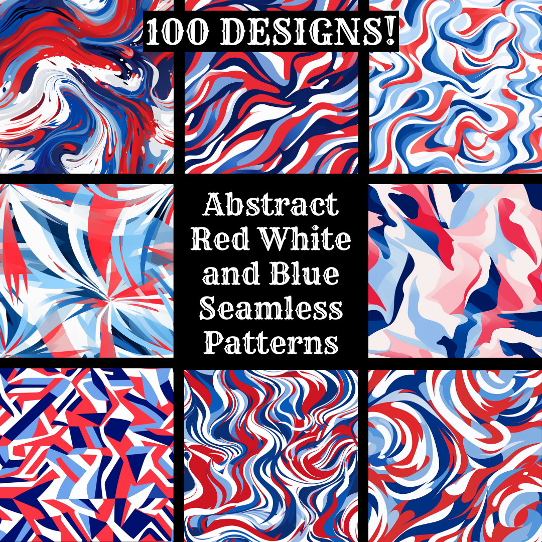 Abstract Red White and Blue Seamless Digital Paper, Printable Scrapbook ...