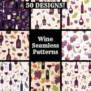 Papier numérique sans couture de vin, textures sans couture de papier de scrapbooking imprimable, modèle de vin sans couture de téléchargement numérique instantané, sublimation de vin