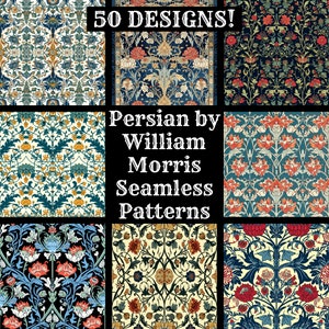 Persisch von William Morris Nahtloses digitales Papier, druckbares Scrapbook-Papier, nahtlose Texturen, digitale Sofortdownload persische Sublimation