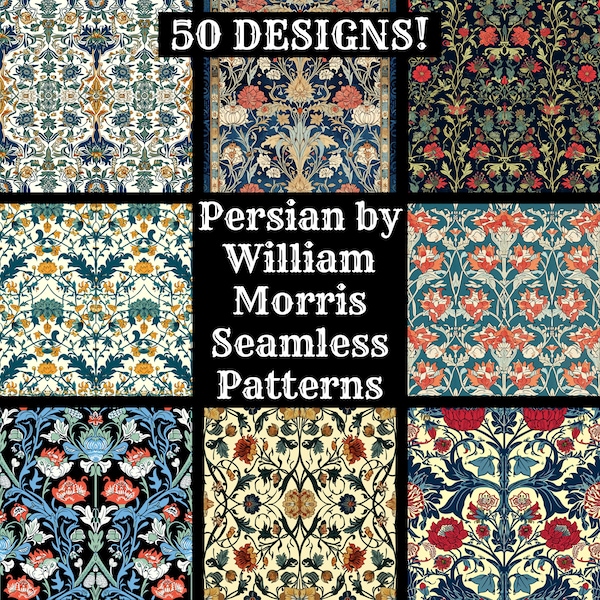 Persian by William Morris Seamless Digital Paper, Printable Scrapbook Paper Seamless Textures, Digital Instant Download Persian Sublimation