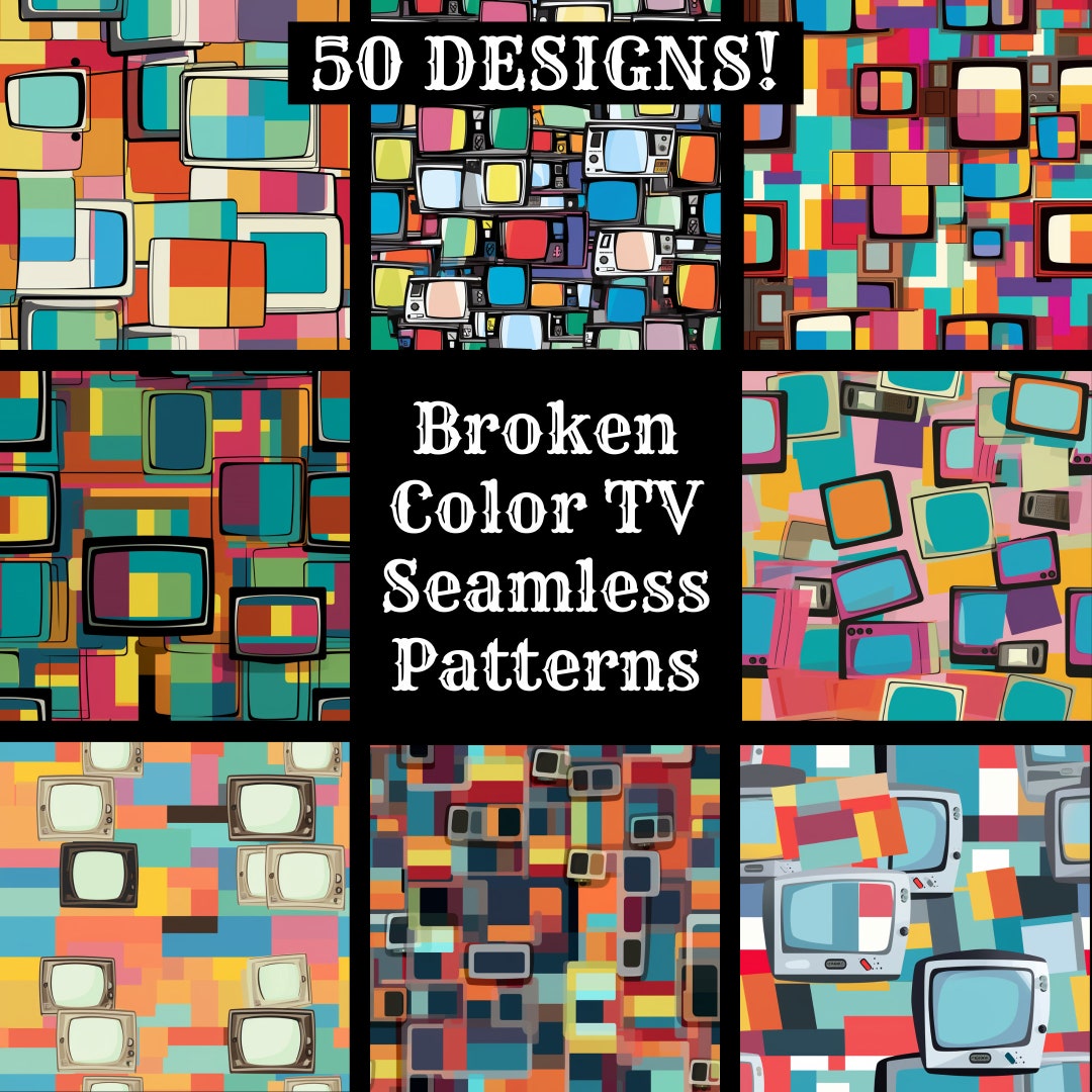 Broken Color TV Seamless Digital Paper, Printable Scrapbook Paper ...