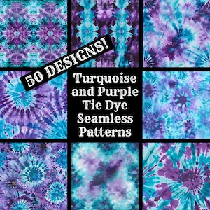 Türkis und lila Tie Dye nahtlose digitales Papier, druckbare Scrapbook Papier nahtlose Texturen, digitale Sofort Download