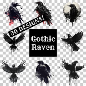 Gothic Rabe Clip Art: Handgemachte PNG Overlays (Digitaler Download)