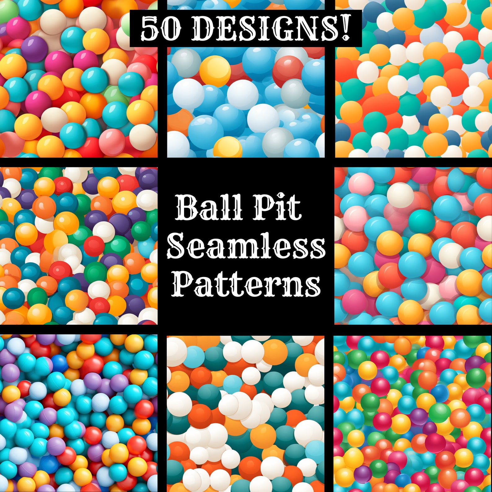 Ball Pit Seamless Pattern: Colorful Digital Paper (PNG) - Etsy