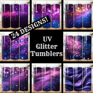 UV Glitter Tumbler Wrap Bundle 24 Pack UV Glitter 20 oz Skinny Tumbler Sublimation Designs Straight Tapered Tumbler PNG, Instant Download