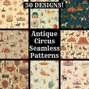 Antique Circus Seamless Digital Paper, Printable Scrapbook Paper Seamless Textures, Digital Instant Download Antique Circus Background Paper