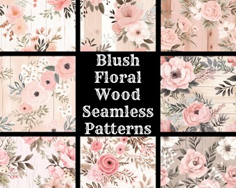 Motifs floraux en bois rose poudré : papier de scrapbooking (téléchargement numérique)