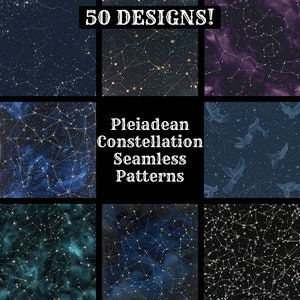 Papel digital sem costura de constelação pleiadiana, texturas sem costura de papel de scrapbook para impressão, padrão de constelação de download instantâneo digital